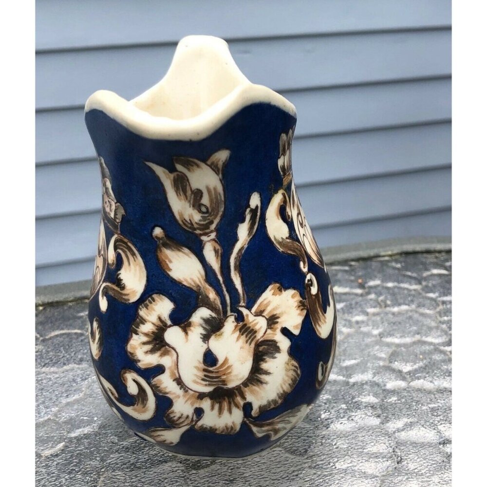 Vintage Creamer Blue Large Ornate Italian Greek Gift Inscription1950's - Picture 4 of 8